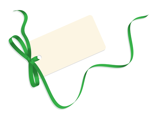 Blank tags with colored ribbon vector 02