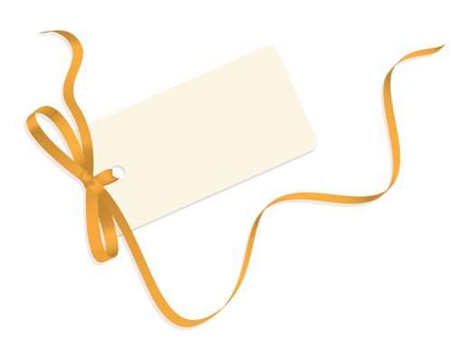 Blank tags with colored ribbon vector 03