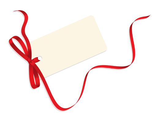 Blank tags with colored ribbon vector 04