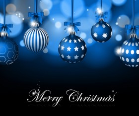 Blue christmas background with baubles vector