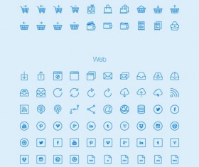 Blue outlines icons collection