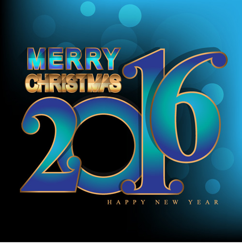 Blue with golden 2016 christmas and new year background vector