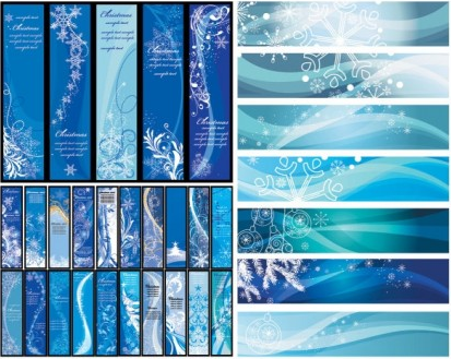 Blue christmas banners vector material