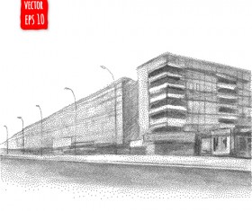 Blurs city street hand drawn vector 07