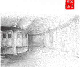 Blurs city street hand drawn vector 12