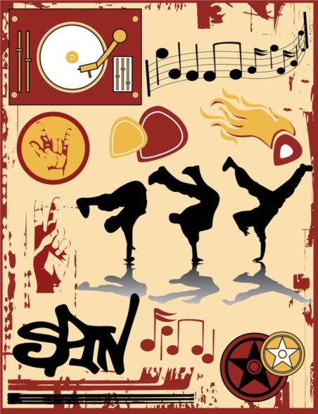 Breakdance with music vintage vectors