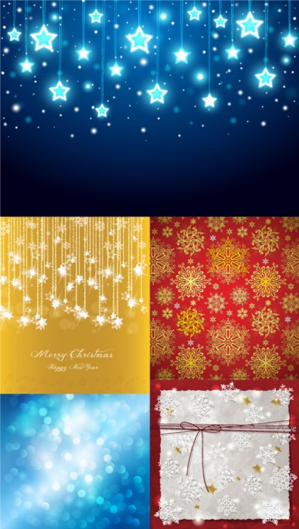 Bright christmas backgrounds vector set