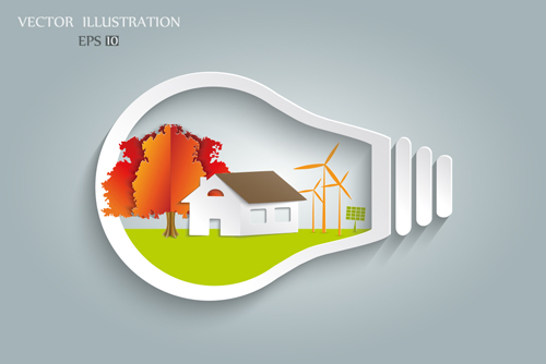 Bulb with Eco business illustration vector 03