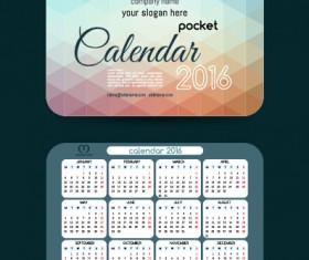 Calendar 2016 with business cards vector 01