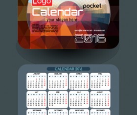 Calendar 2016 with business cards vector 04
