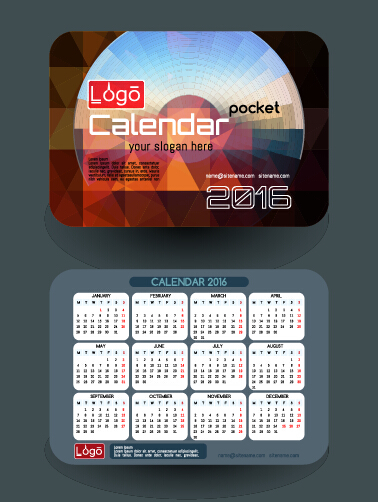 Calendar 2016 with business cards vector 04