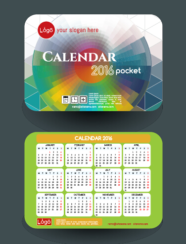 Calendar 2016 with business cards vector 07