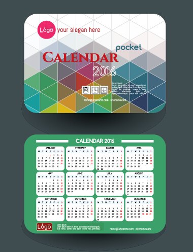 Calendar 2016 with business cards vector 08
