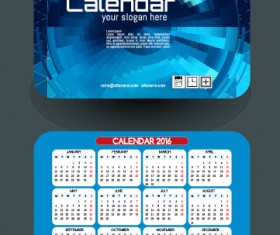 Calendar 2016 with business cards vector 09