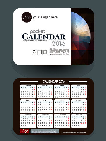 Calendar 2016 with business cards vector 10
