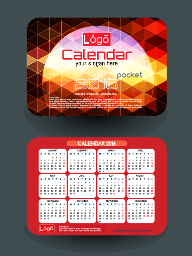 Calendar 2016 with business cards vector 12
