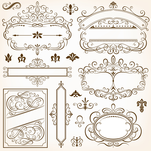 Calligraphic frames and design elements vector