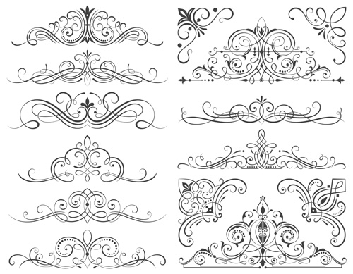 Calligraphic frames and scroll elements vector