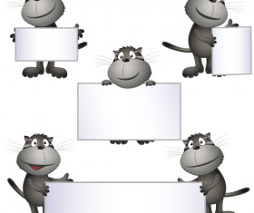 Cartoon animal with blank billboard vector 01