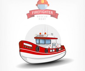 Cartoon fire boat template vector 01