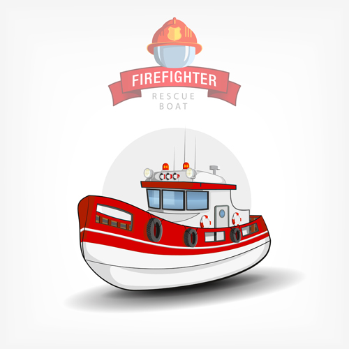 Cartoon fire boat template vector 01