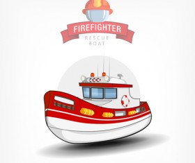 Cartoon fire boat template vector 02