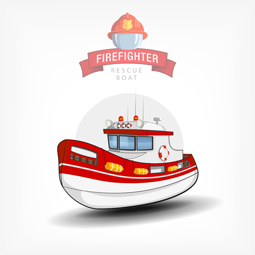 Cartoon fire boat template vector 02