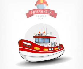 Cartoon fire boat template vector 03