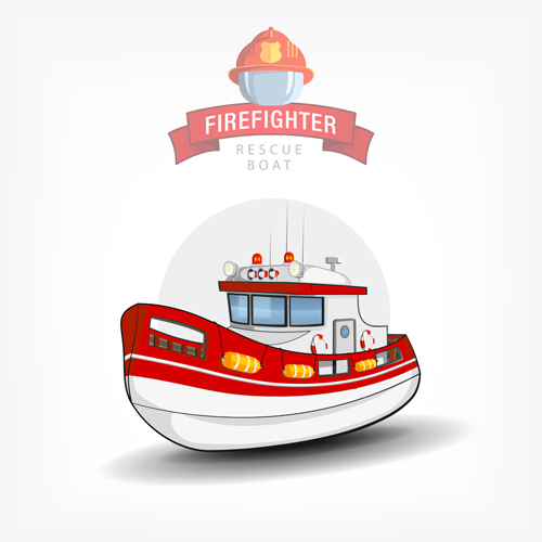 Cartoon fire boat template vector 03