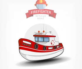 Cartoon fire boat template vector 04