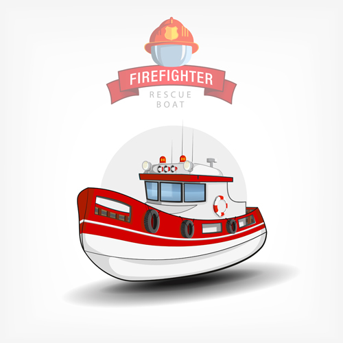 Cartoon fire boat template vector 04