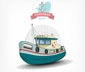 Cartoon fish boat vector material 02