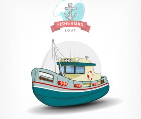 Cartoon fish boat vector material 04