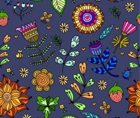 Cartoon flower pattern seamless vector set 01