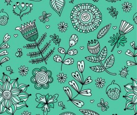 Cartoon flower pattern seamless vector set 02