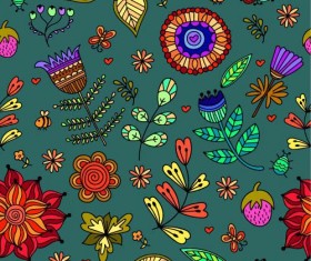 Cartoon flower pattern seamless vector set 03