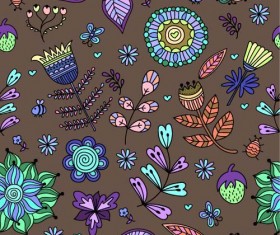Cartoon flower pattern seamless vector set 04
