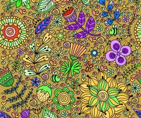 Cartoon flower pattern seamless vector set 05