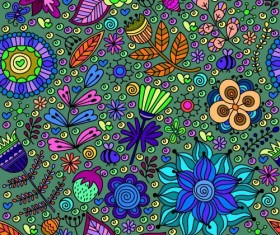 Cartoon flower pattern seamless vector set 08