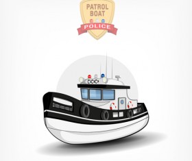 Cartoon police boat vector material 01