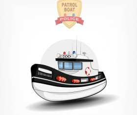 Cartoon police boat vector material 02