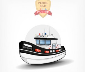 Cartoon police boat vector material 03