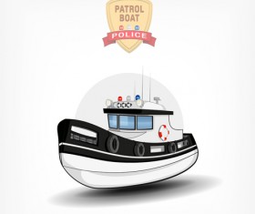 Cartoon police boat vector material 04