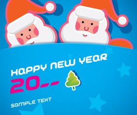 Cartoon santa bookmarks christmas card vector 01