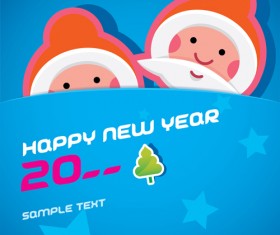 Cartoon santa bookmarks christmas card vector 02