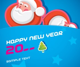 Cartoon santa bookmarks christmas card vector 03