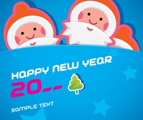 Cartoon santa bookmarks christmas card vector 04