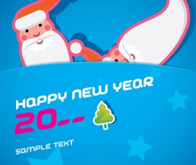 Cartoon santa bookmarks christmas card vector 05