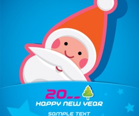 Cartoon santa bookmarks christmas card vector 07