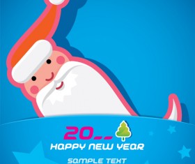 Cartoon santa bookmarks christmas card vector 08